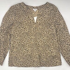 J.Crew Splitneck Popover Blouse in Cashew/Rustic Canoe/Brown